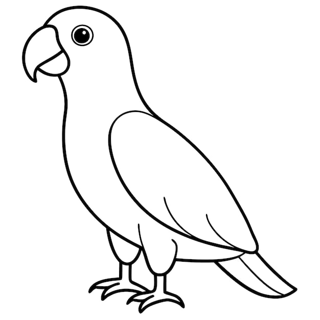 Vector de arte de la línea de pie del loro gris africano