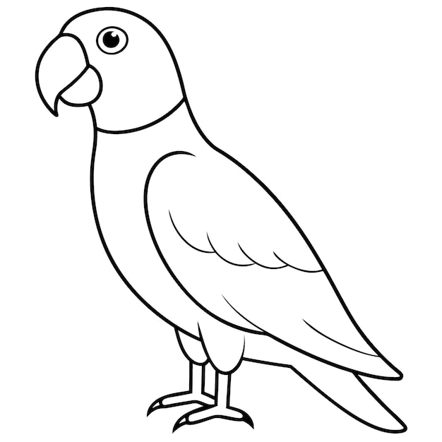 Vector de arte de la línea de pie del loro gris africano