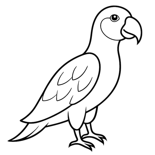 Vector de arte de la línea de pie del loro gris africano