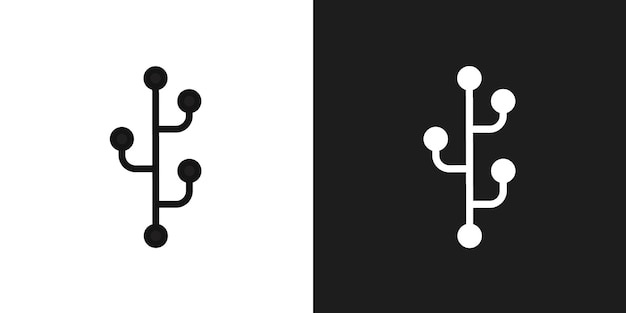 Vector de arte de línea de la rama del icono de código