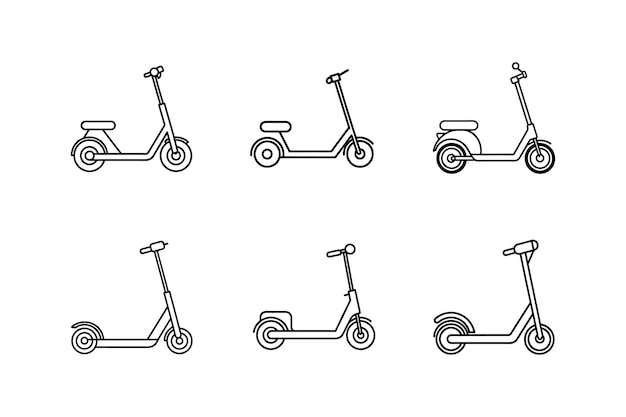 Vector de arte de la línea de scooter eléctrico