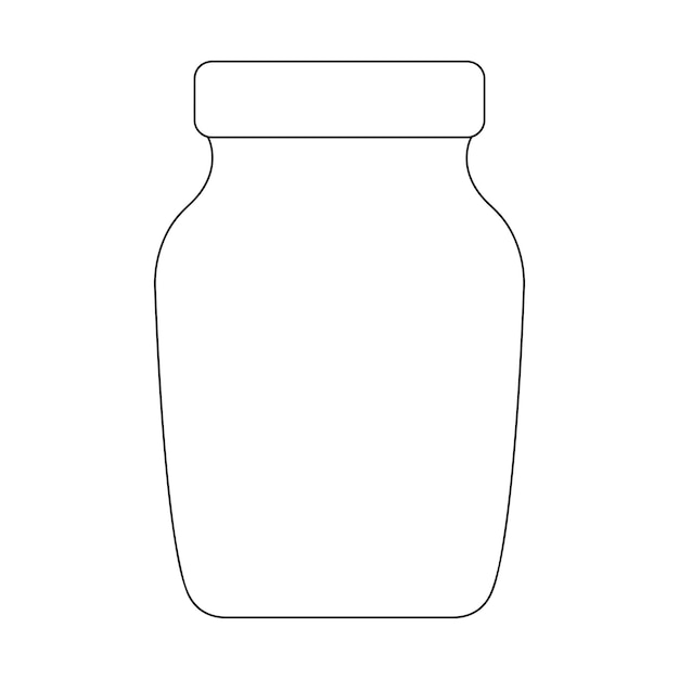 Vector de arte de línea de tarro de vidrio que se muestra sobre fondo blanco. contorno vectorial