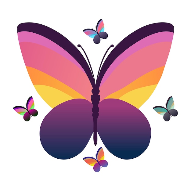 Vector arte mariposa colorido paquete
