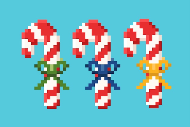 Vector de arte de píxeles del conjunto de cañas de caramelo