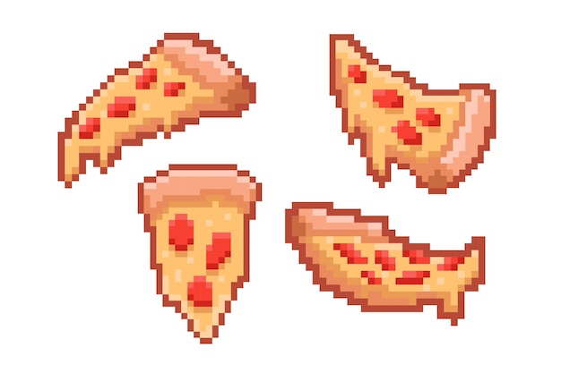 Vector de arte de píxeles lindo de pizza