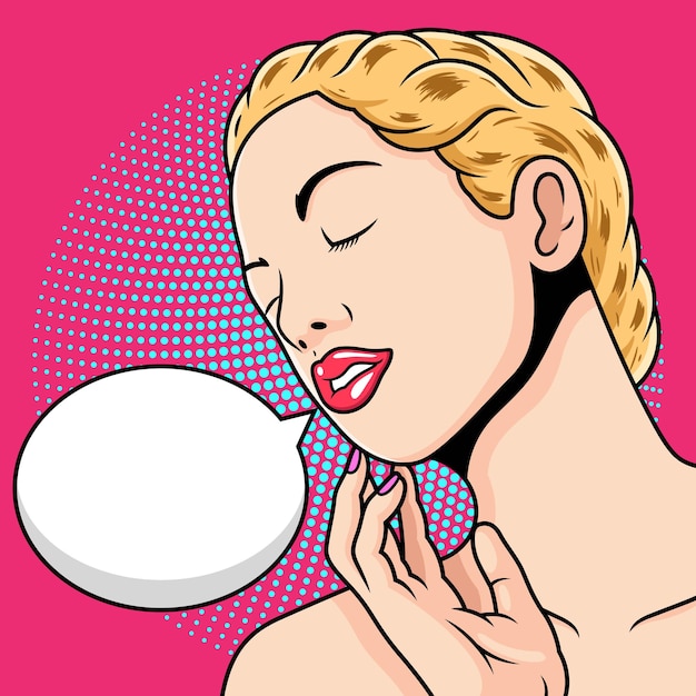 Vector de arte pop de mujer de belleza. Símbolo icono concepto aislado premium vector