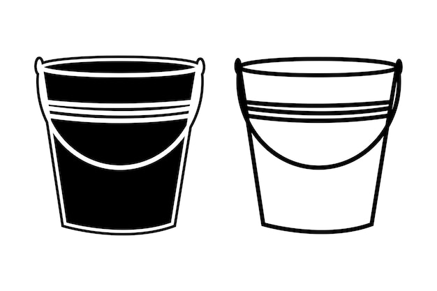 Vector de arte de silueta de cubo con arte de líneas en fondo blanco