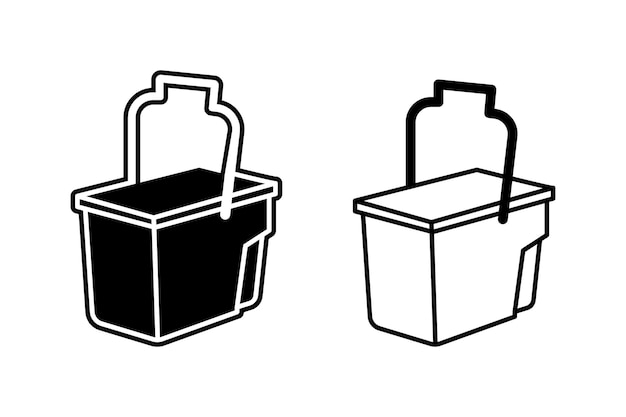Vector de arte de silueta de cubo con arte de líneas en fondo blanco