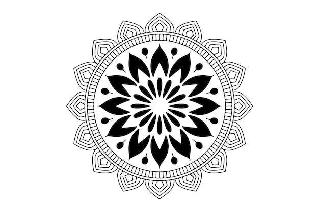 Vector de arte de silueta de diseño de mandala en fondo blanco