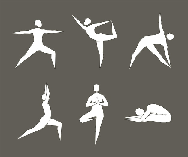 vector de arte de varias posiciones de yoga