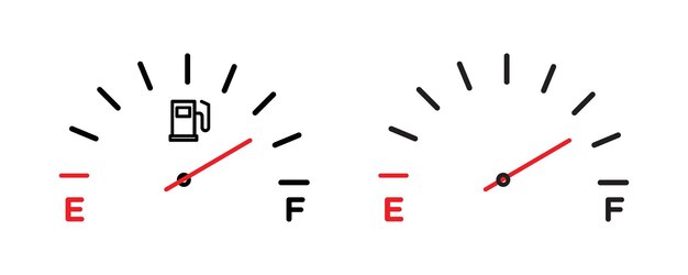 Vector artístico de línea del icono del indicador de combustible del automóvil
