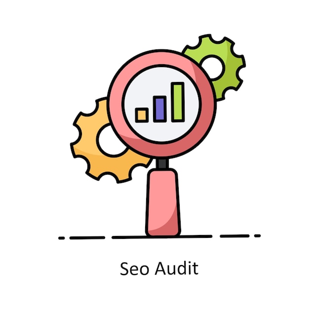 Vector de auditoría de SEO Ilustración de estilo de icono de contorno llenado Símbolo en fondo blanco Archivo EPS 10
