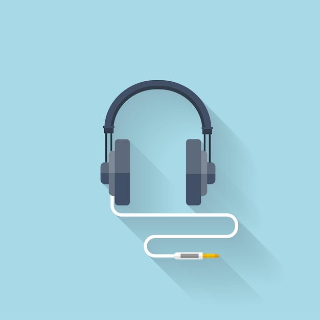 Vector de auriculares de icono web plano