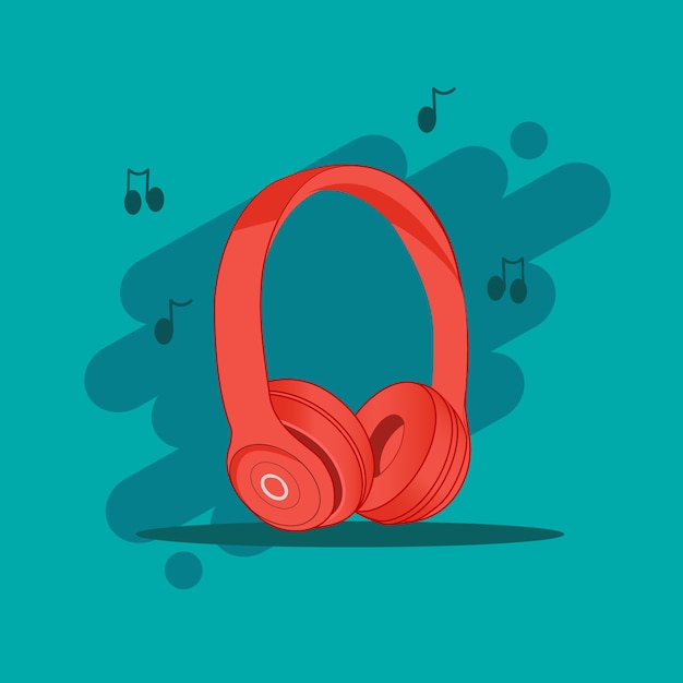 Vector de auriculares rojos