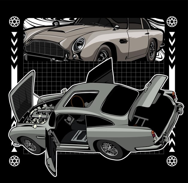 Vector de automóvil clásico con puerta abierta