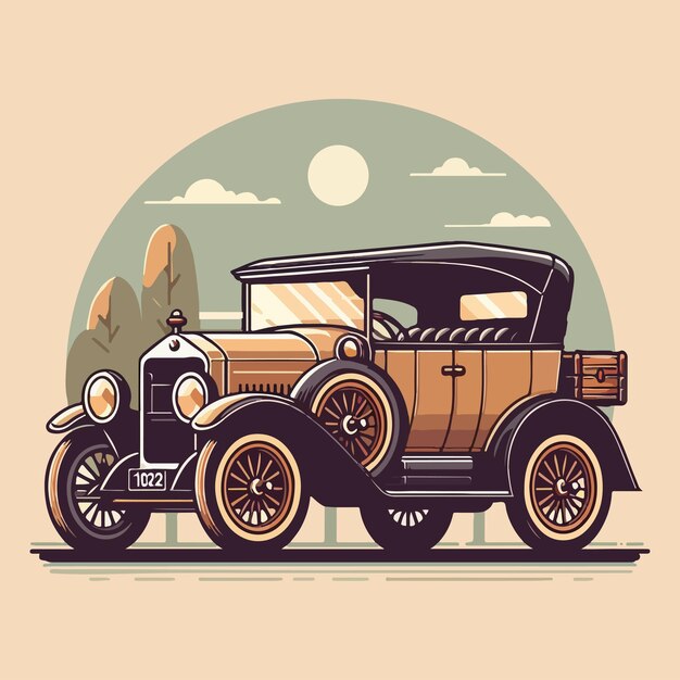 Vector vector de automóviles antiguos con diseño de estilo vintage