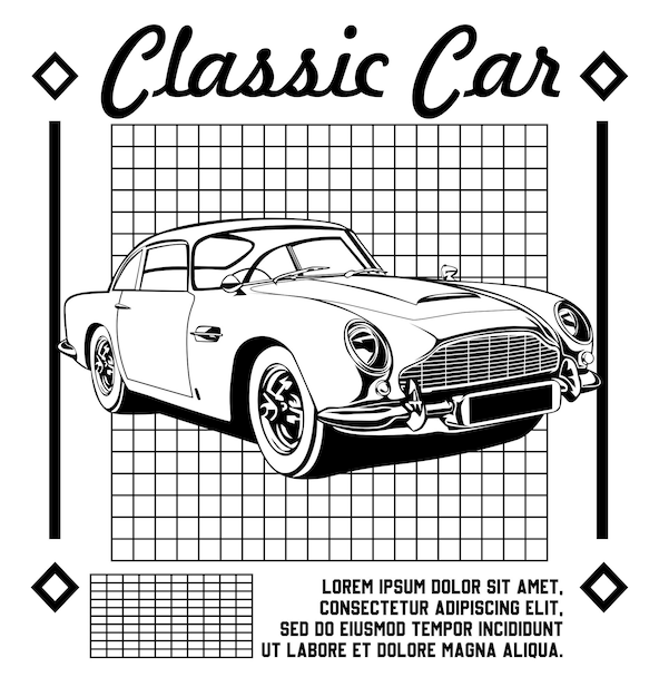 Vector de automóviles clásicos con diseño de brutalismo