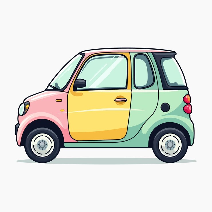 Vector vector de automóviles compactos de la ciudad en alegres colores pastel
