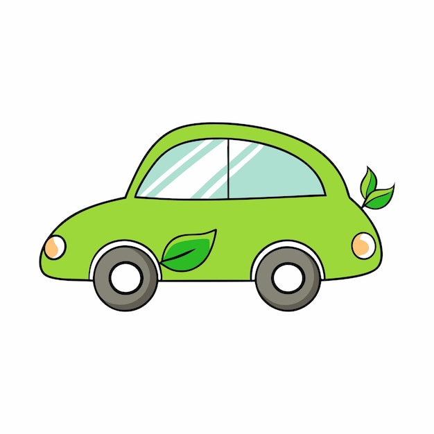 Un vector de automóviles ecológicos elegante con líneas suaves acentos verdes y motivos de hojas que simbolizan