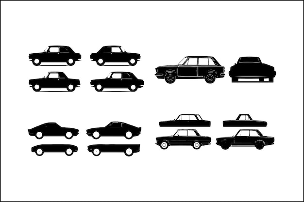 Vector de automóviles Silueta de automóviles Ilustración de vehículos Clipart de automóviles Vector de vehículos Diseño de automóviles