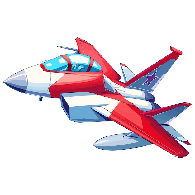 Vector de avión de combate de dibujos animados aislado en fondo blanco