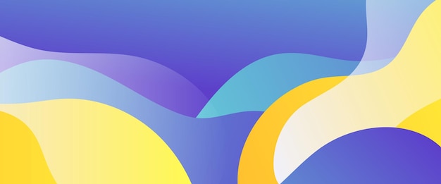Vector azul blanco y amarillo gradiente moderno resumen pancarta simple con ondas y elementos líquidos ilustración vectorial Vector para presentaciones volantes carteles de fondo invitación de informe anual
