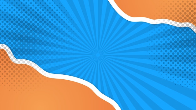 Vector azul blanco y naranja abstracto retro diseño vintage fondo estilo cómic de dibujos animados ilustración vectorial para diseño de superhéroes pancartas web carteles tarjetas fondos de pantalla