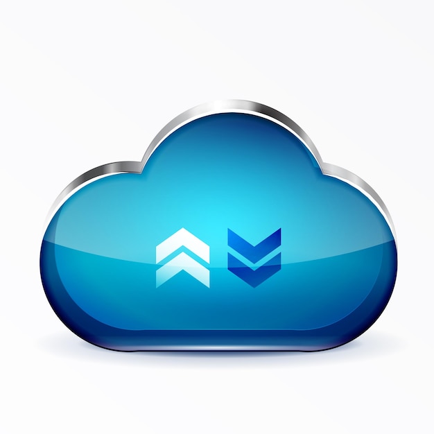 Vector azul moderno icono de nube de vidrio 3d