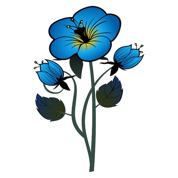 vector azul pensamiento flor diseño hermosa ilustración