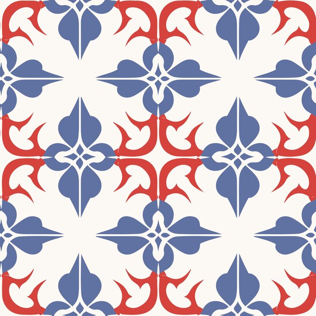Vector de azulejos de teselación geométrica roja y blanca con patrón repetido sin costuras