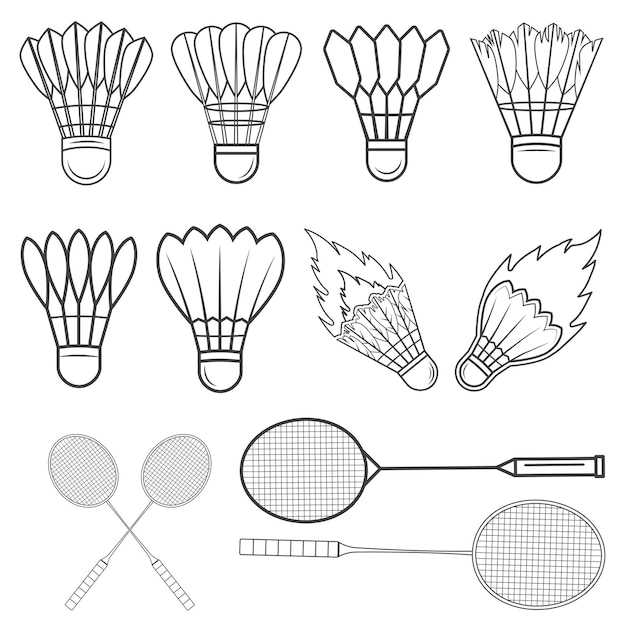 Vector vector badminton bundle bádminton vector cork bundle elementos de bádminton raqueta vector raqueta