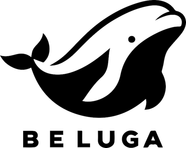 El vector de la ballena beluga tiene una silueta mínima de fondo blanco de color negro 2