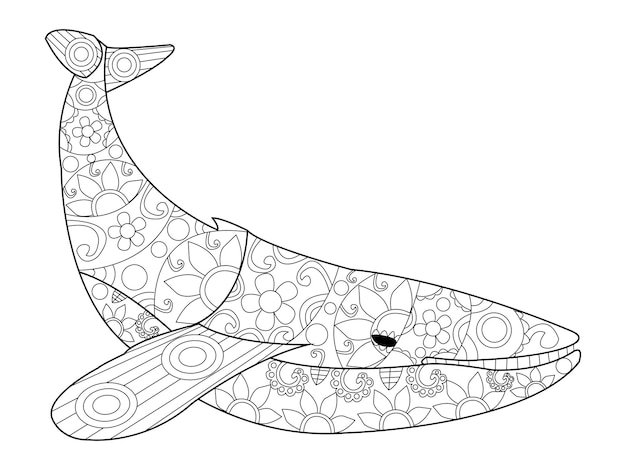 Vector de ballena para colorear para adultos