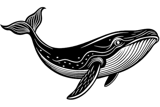 Vector de ballena negra aislado en blanco