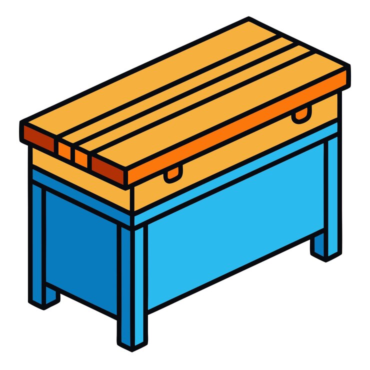 Vector vector de banco de almacenamiento funcional diseño detallado y elegante para la organización del hogar y los asientos
