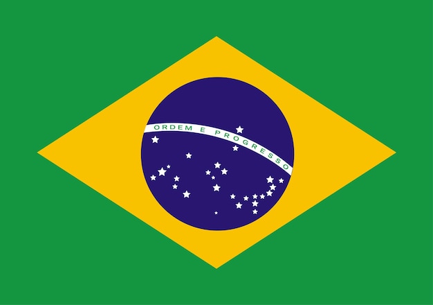 Vector de la bandera brasileña Traducción de la bandera de Brasil del texto al portugués Orden y Progreso