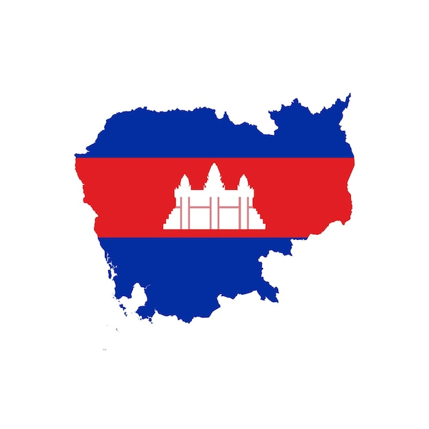 Vector de la bandera de Camboya en el mapa