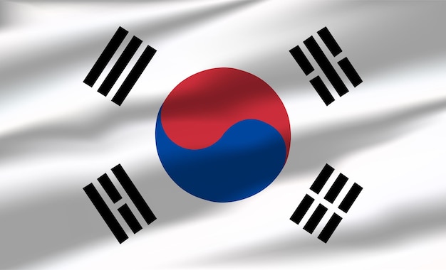 Vector bandera de corea del sur ondeando banderas que fluyen realistas