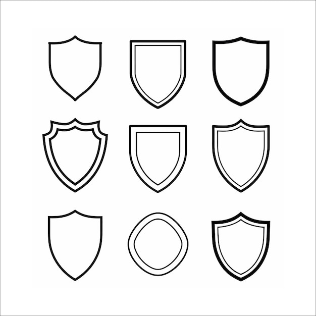 Vector vector de la bandera del escudo con contornos en negrita ilustración del escudo de armas