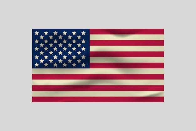 Vector de bandera de estados unidos realista aislado sobre fondo blanco