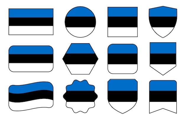 Vector de la bandera de Estonia en formas abstractas modernas ondeando la plantilla de diseño de la insignia