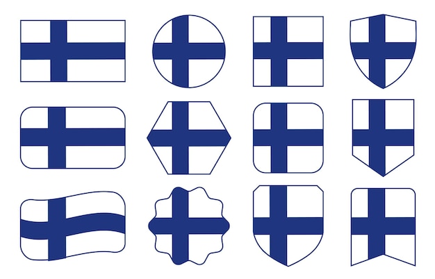 Vector de la bandera de Finlandia en formas abstractas modernas que agitan la plantilla de diseño de la insignia
