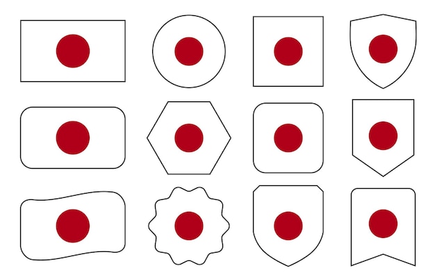 Vector de la bandera de Japón en formas abstractas modernas agitando la plantilla de diseño de la insignia