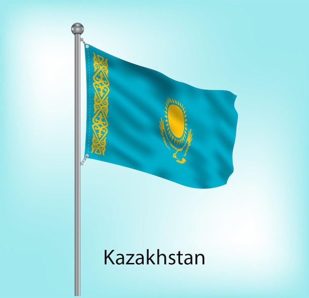 Vector de la bandera de Kazajstán en el mástil