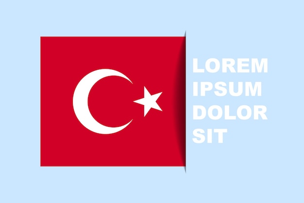 Vector de bandera de la mitad de Turquía con espacio de copia, bandera de país con estilo de sombra, efecto de deslizamiento horizontal