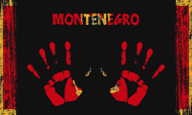 Vector vector bandera de montenegro con una palma