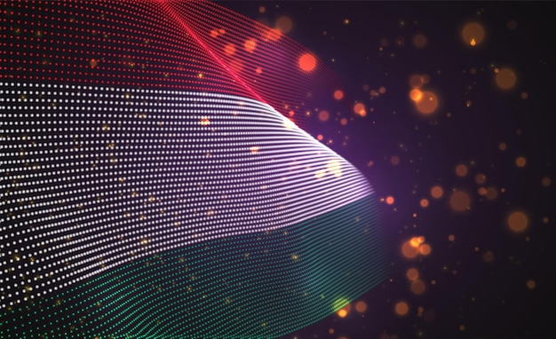 Vector bandera de país que brilla intensamente brillante de puntos abstractos. Hungría
