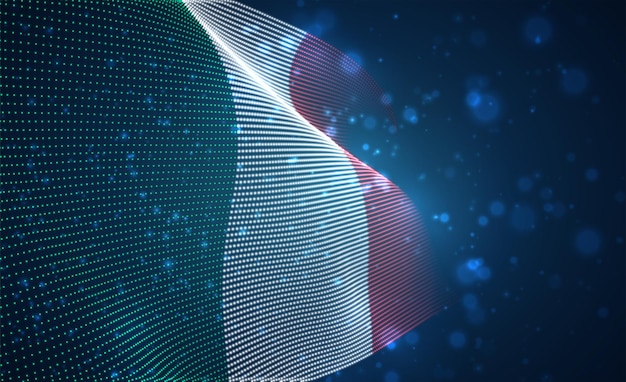 Vector bandera de país que brilla intensamente brillante de puntos abstractos. Italia