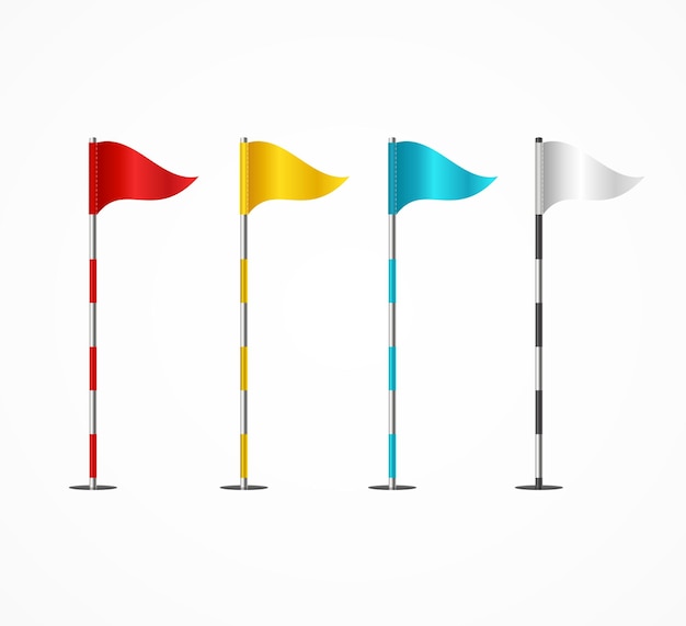 Vector vector de bandera roja de golf detallado 3d realista