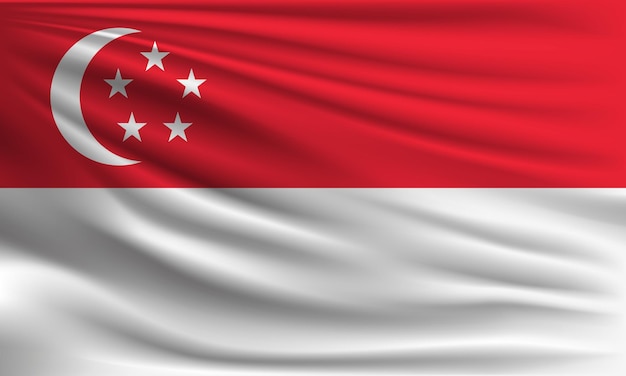 Vector bandera de Singapur con una palma